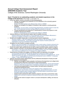 Annual College Goal Assessment Report 2008/2009 Academic Year