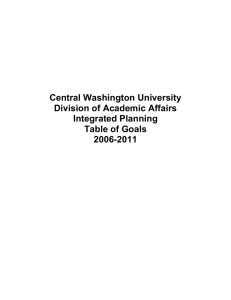 Central Washington University Division of Academic Affairs Integrated Planning Table of Goals
