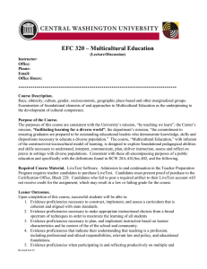 EFC 320 – Multicultural Education
