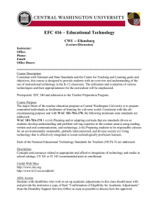 EFC 416 – Educational Technology CWU -- Ellensburg