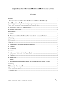 English Department Personnel Policies and Performance Criteria  Contents