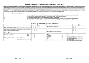 WOMEN’S EMPOWERMENT IN AGRICULTURE INDEX MODULE G.