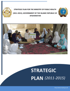 STRATEGIC PLAN FOR THE MINISTRY OF PUBLIC HEALTH AFGHANISTAN