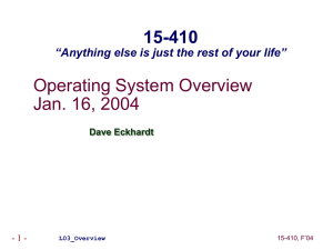 Operating System Overview Jan. 16, 2004 15-410