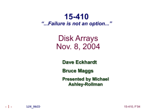 Disk Arrays Nov. 8, 2004 15-410 “...Failure is not an option...”