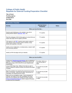 College of Public Health Requests for External Funding Preparation Checklist Publication Checklist