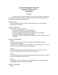 Central Washington University Nutrition Science Club Constitution