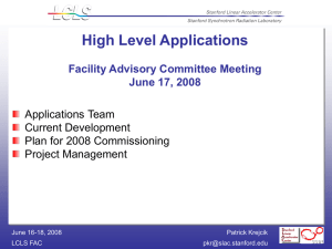High Level Applications Facility Advisory Committee Meeting June 17, 2008 Applications Team