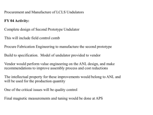 Procurement and Manufacture of LCLS Undulators FY 04 Activity: