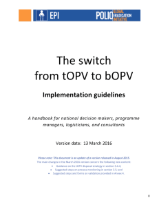 The switch from tOPV to bOPV  Implementation guidelines