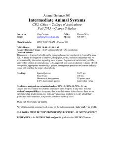 Intermediate Animal Systems Animal Science 301 CSU, Chico – College of Agriculture