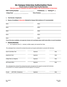 On-Campus Interview Authorization Form  Tenure-track or Limited Temp Faculty Searches