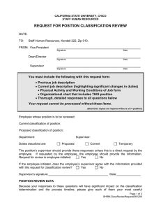 REQUEST FOR POSITION CLASSIFICATION REVIEW