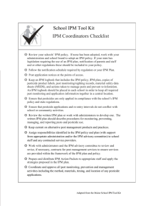 School IPM Tool Kit  IPM Coordinators Checklist