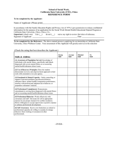 REFERENCE FORM School of Social Work, California State University (CSU), Chico