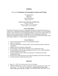 Syllabus Foundations of Geographical Analysis and Writing Course Description