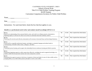 School of Social Work Title IV-E Child Welfare Training Program BASW Student