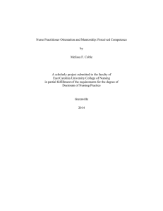 Nurse Practitioner Orientation and Mentorship: Perceived Competence by Melissa F. Coble