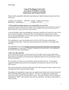 Central Washington University Assessment of Student Learning Department and Program Report