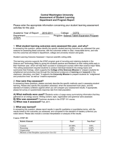 Central Washington University Assessment of Student Learning Department and Program Report