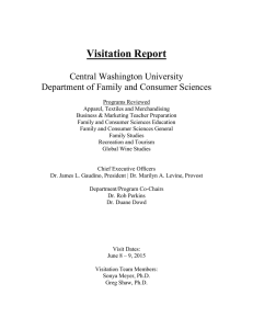 Visitation Report Central Washington University Department of Family and Consumer Sciences