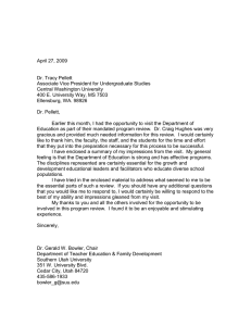 April 27, 2009 Dr. Tracy Pellett Associate Vice President for Undergraduate Studies