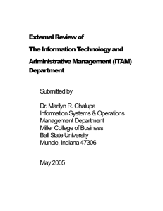 External Review of The Information Technology and Administrative Management (ITAM) Department