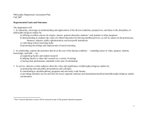 Philosophy Department Assessment Plan Fall 2007  The department will: