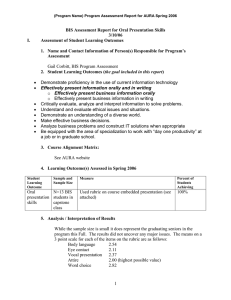 BIS Assessment Report for Oral Presentation Skills 3/10/06 I.