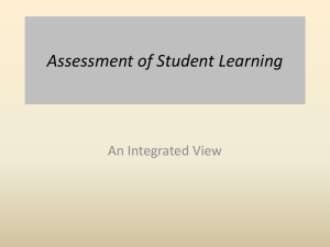 Assessment of Student Learning An Integrated View