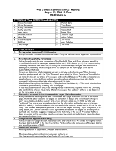 Web Content Committee (WCC) Meeting August 15, 2008 10:00am MLIB Studio A