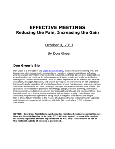 EFFECTIVE MEETINGS Reducing the Pain, Increasing the Gain October 9, 2013