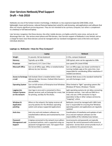 User Services Netbook/iPad Support Draft – Feb 2010