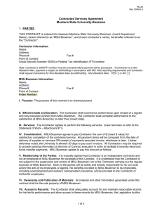 Contracted Services Agreement Montana State University-Bozeman