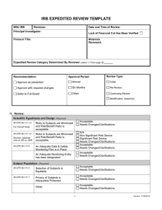 IRB EXPEDITED REVIEW TEMPLATE
