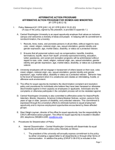 Central Washington University  Affirmative Action Programs AFFIRMATIVE ACTION PROGRAMS