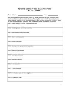 TEACHING RESIDENCY SELF-EVALUATION FORM MULTIPLE SUBJECT