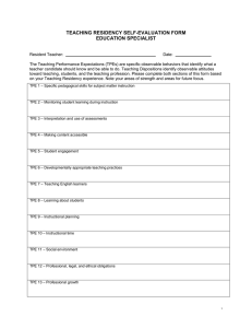 TEACHING RESIDENCY SELF-EVALUATION FORM EDUCATION SPECIALIST