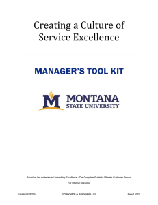 Creating a Culture of Service Excellence  MANAGER’S TOOL KIT