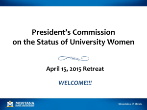 President’s Commission on the Status of University Women April 15, 2015 Retreat WELCOME!!!