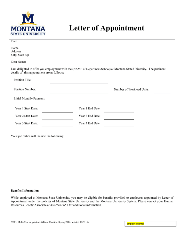 appointment letter 2021