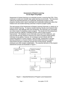 Assessment of student learning is an essential process in ensuring... continues to create and maintain high quality learning environments. ... Assessment of Student Learning: