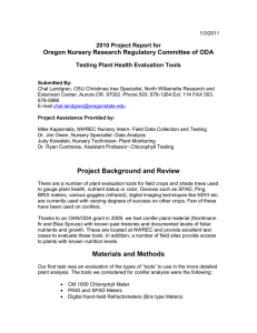 Oregon Nursery Research Regulatory Committee of ODA 2010 Project Report for