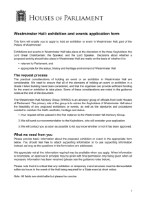 Westminster Hall: exhibition and events application form