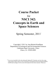 Course Packet NSCI 342: Concepts in Earth and