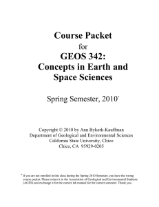 Course Packet GEOS 342: Concepts in Earth and