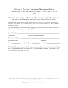 College of Arts and Humanities Nomination Form