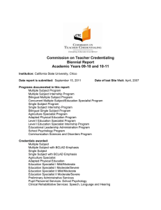 Commission on Teacher Credentialing Biennial Report Academic Years 09-10 and 10-11