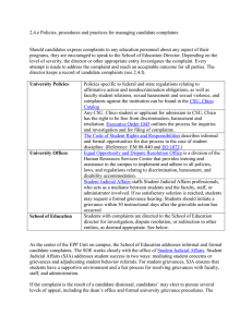 2.4.e Policies, procedures and practices for managing candidate complaints