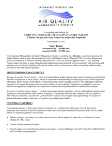 is accepting applications for ASSISTANT / ASSOCIATE AIR QUALITY PLANNER ANALYST